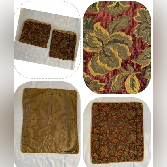 Waterford set of 2 Accent Pillow case Tapestry Rust Gold & Green 23.5 X 19.5” - Picture 1 of 12